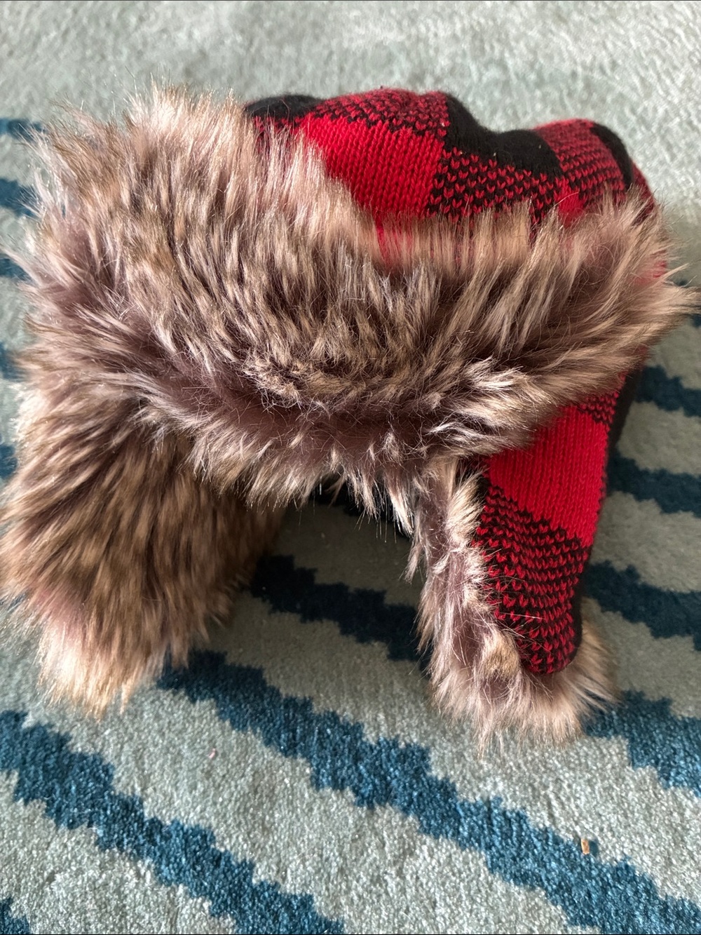 Baby GAP Red Plaid Faux-Fur Trapper Hat